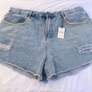 Light wash denim shorts